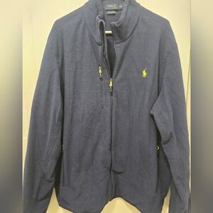 Polo Ralph Lauren Dark Navy Blue & Gold Zip-Up Proformance Fleece Vintage